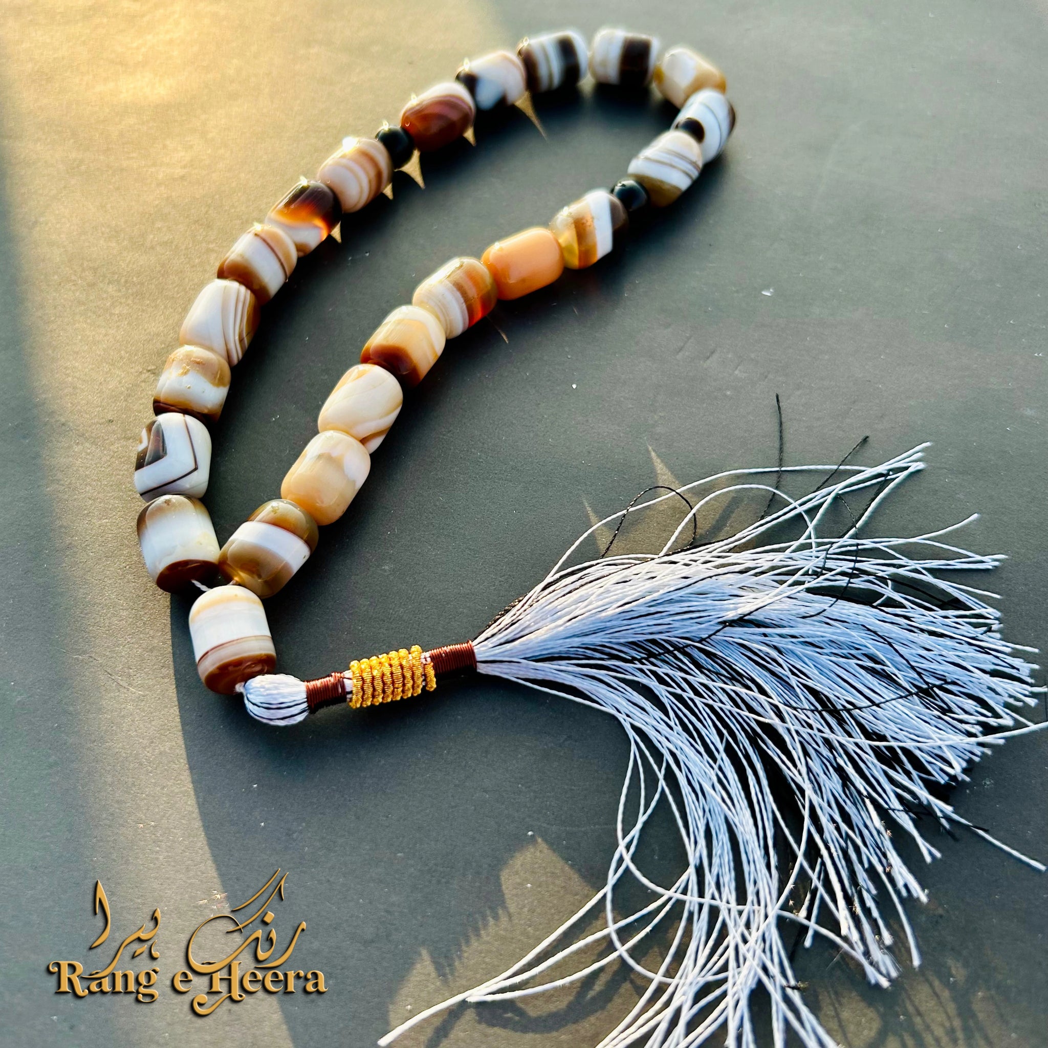 Black Sulemani Aqeeq Tasbih ( Oval Shape )