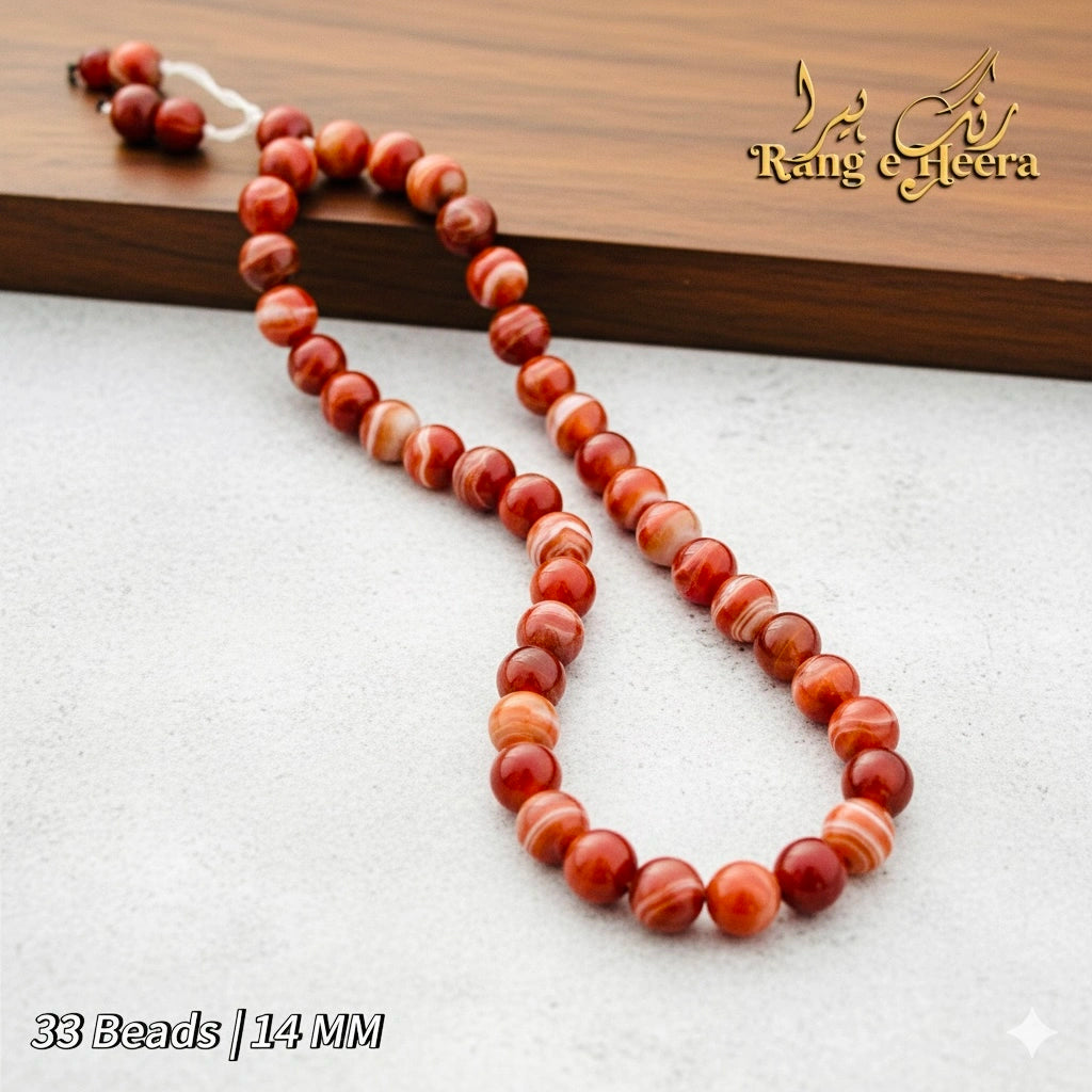 Red Sulemani Aqeeq Stone Tasbih